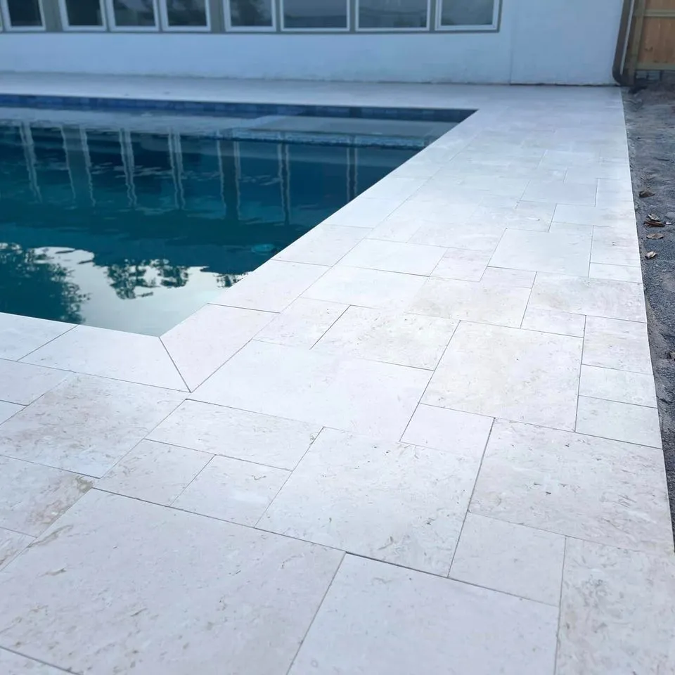 Travertine pool deck